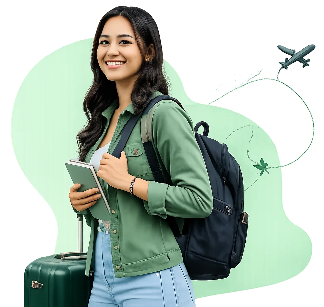 Student with a backpack, ready to study MBBS abroad